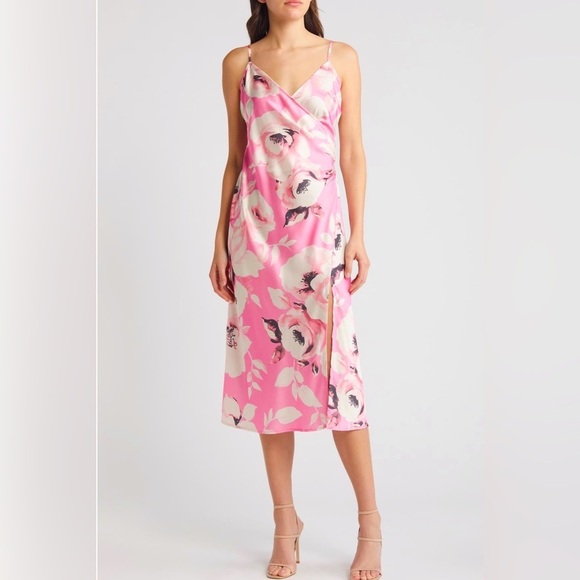 Lulus-Floral Pink Slipdress- size XS-Garden Sweatheart style-NWT-Retail $89 - Picture 2 of 11